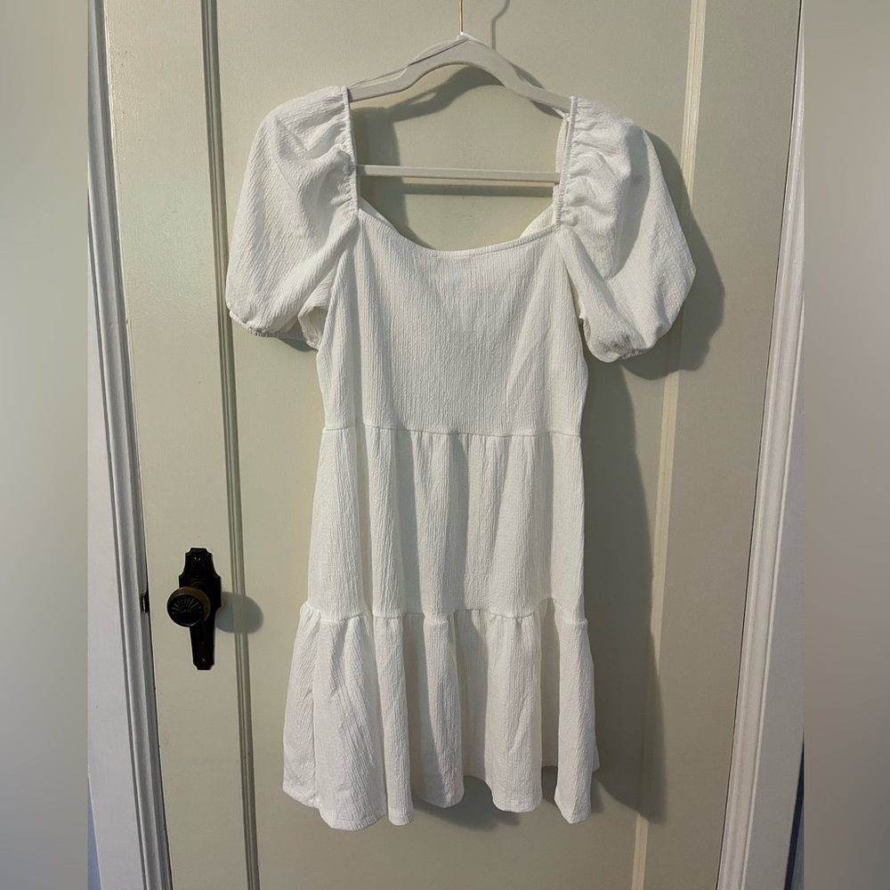 Women’s Go Fashion London white mini dress, size M.